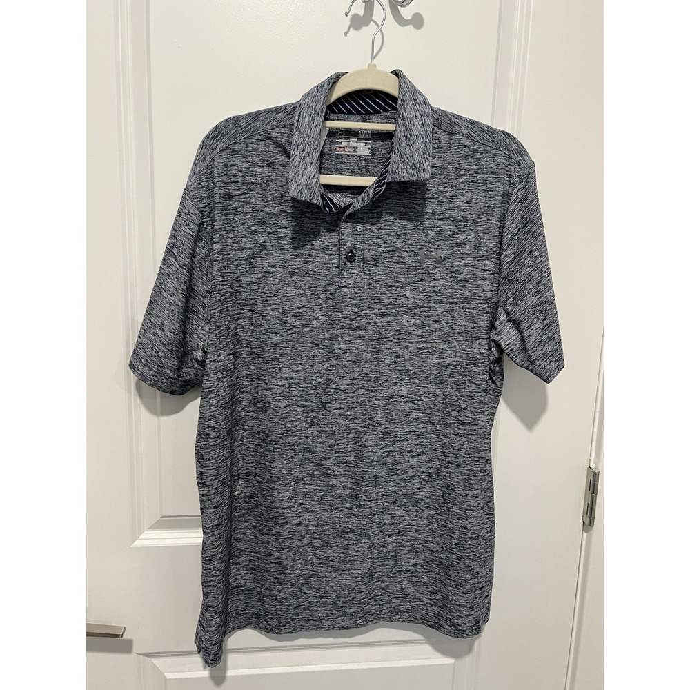 Under Armour Mens Heather Blue Golf Polo Shirt Size Large Athletic